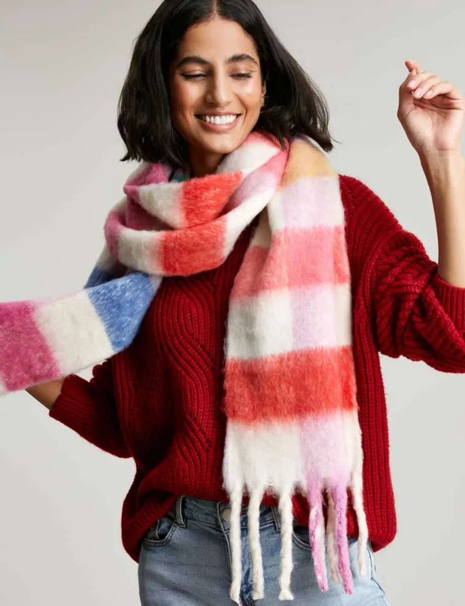 Joules Folley Brushed Check Scarf | Multi Check