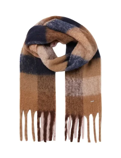 Joules Folley Brushed Check Scarf | Tan/Pink Check