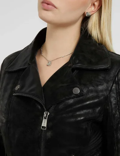 Guess Olivia Faux Leather Biker Jacket | Black