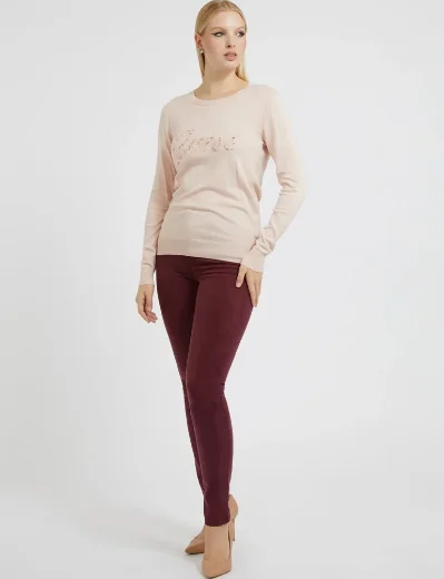 Guess Liliane Rhinestones Logo Sweater | Pink