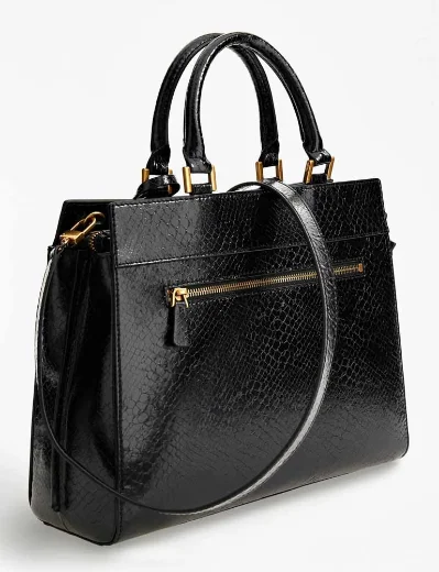 Guess Katey Faux Snake Print Handbag | Black