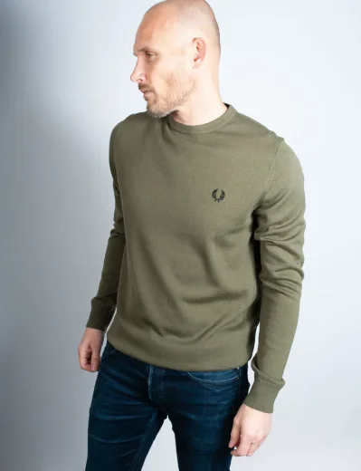 Fred Perry Classic Crew Neck Knitted Jumper | Uniform Green
