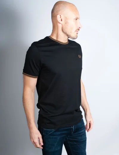 Fred Perry Twin Tipped T-Shirt | Black / Stone