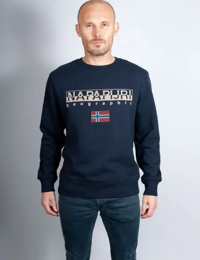 Napapijri Ayas Crew Neck Logo Sweater | Dark Blue