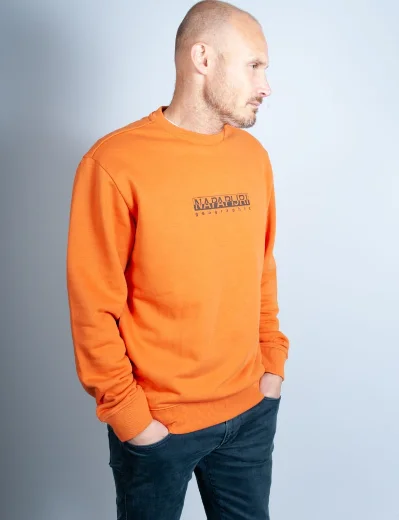 Napapijri Box Logo Crew Neck Sweatshirt | Orange Butternut