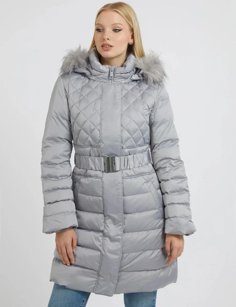 Guess Lolie Real Down Long Jacket | Grey