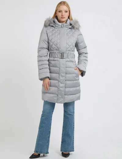 Guess Lolie Real Down Long Jacket | Grey