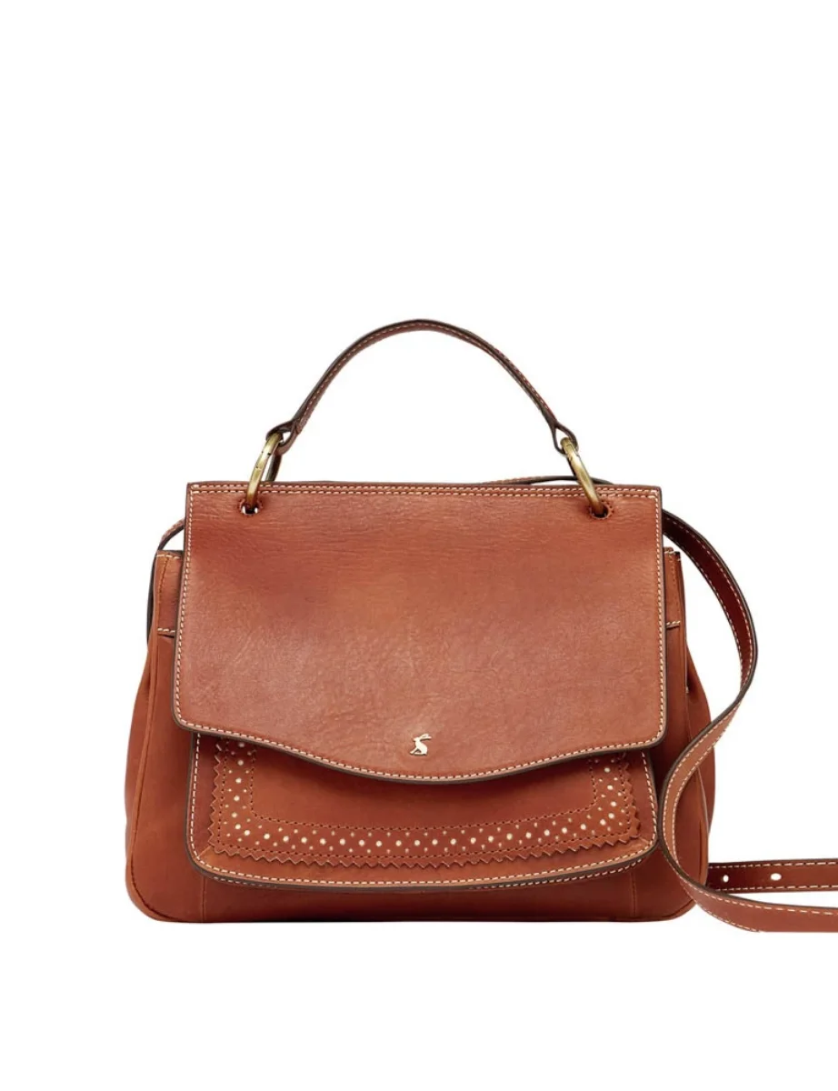 Joules Womens Faybridge Leather Flapover Shoulder Bag | Tan