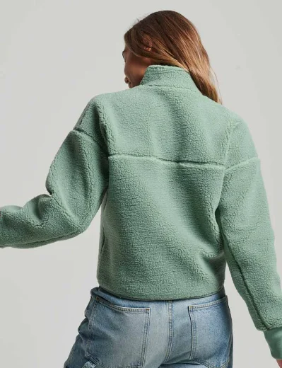 Superdry Code Borg Henley Neck Sweater | Granite Green