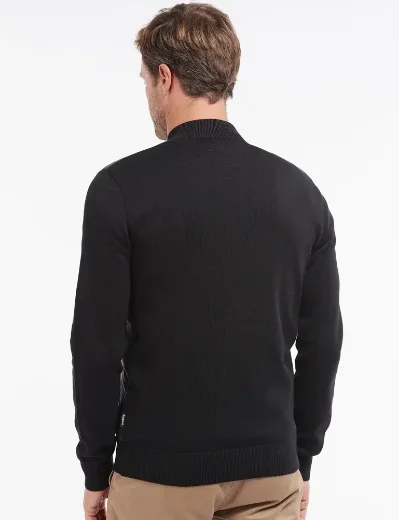 Barbour Carn Baffle Zip Thru Knitted Sweater | Black