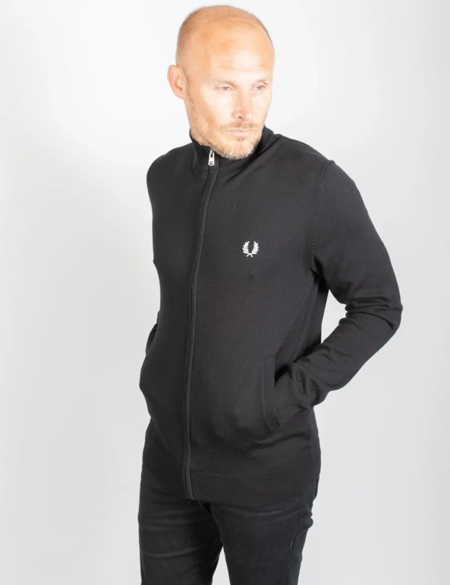 Fred Perry Classic Zip Through Cardigan | Black