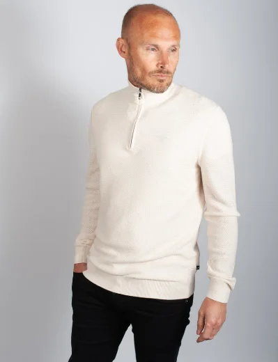 Ted Baker Meaddo Half Zip Knitted Jumper | Natural