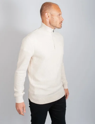 Ted Baker Meaddo Half Zip Knitted Jumper | Natural