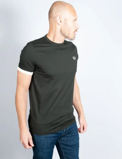 Fred Perry Ringer T-Shirt | Night Green