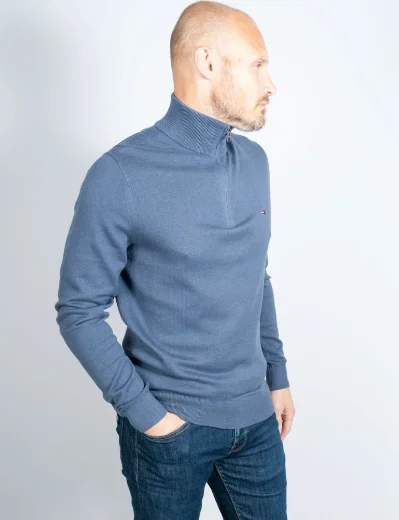 Tommy Hilfiger Pima Cotton Cashmere Half Zip Knit | Faded Indigo
