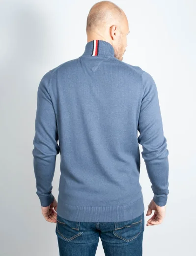Tommy Hilfiger Pima Cotton Cashmere Half Zip Knit | Faded Indigo