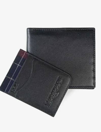 Barbour Men's Leather Wallet/Card Giftset | Black