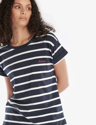 Babrour Women's Otterburn Stripe T-Shirt | Navy/White