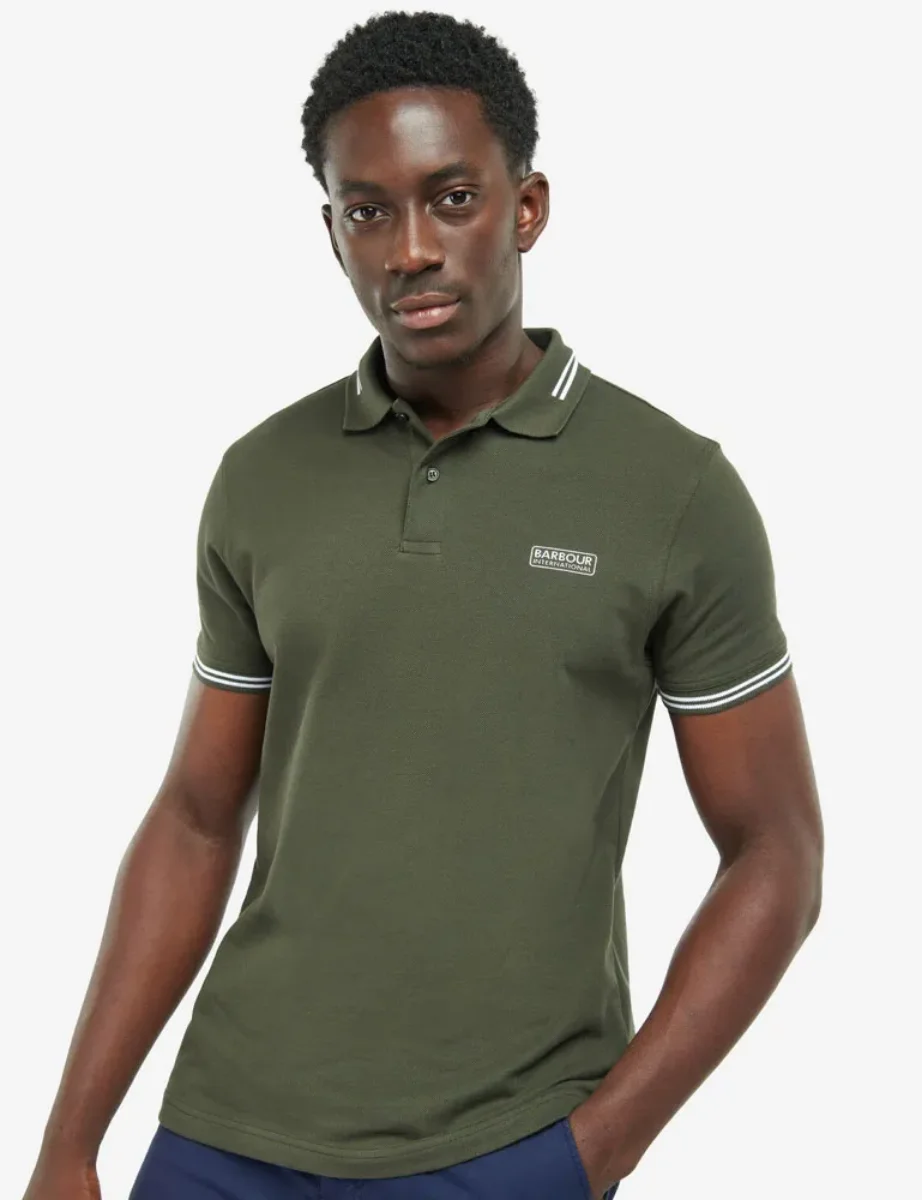 Barbour Intl Essential Tipped Polo Shirt | Forest