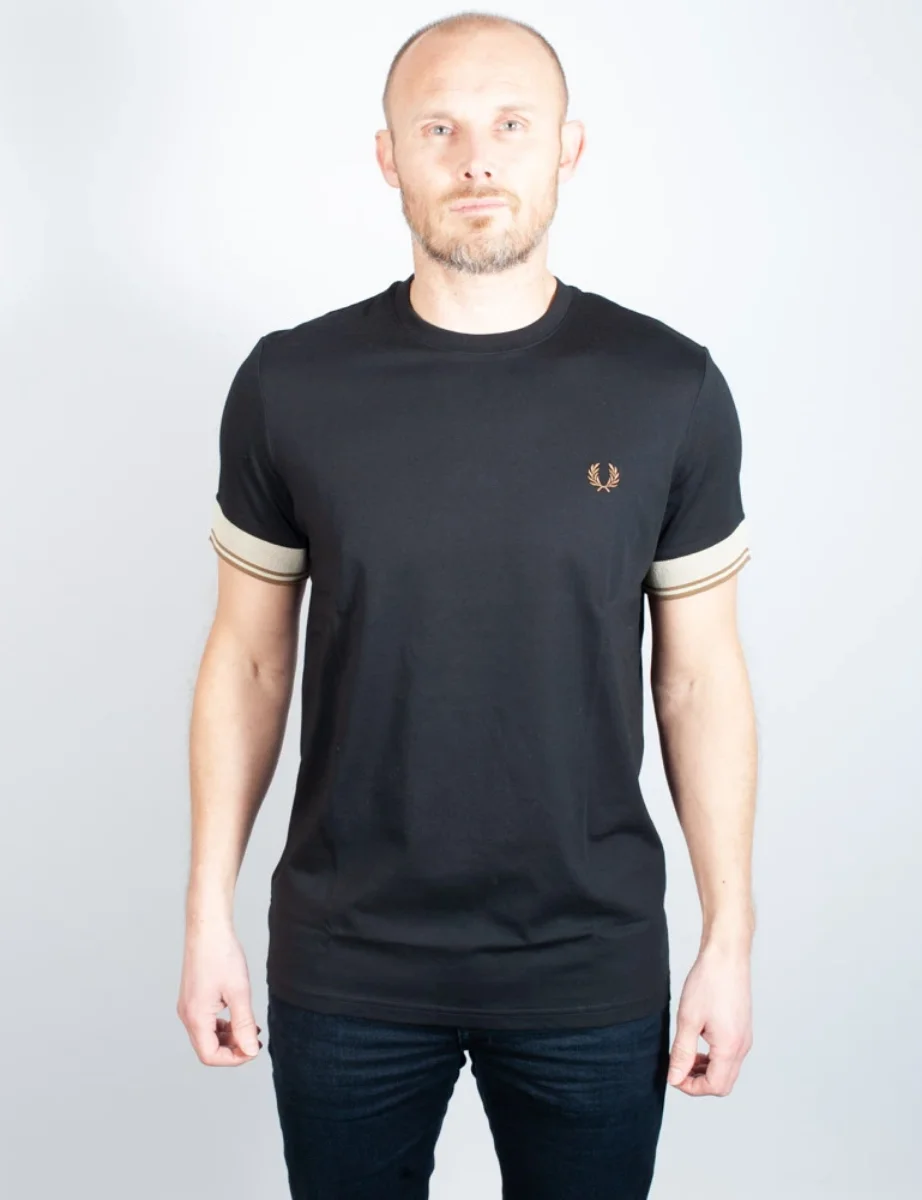Fred Perry Contrast Cuff T-Shirt | Black