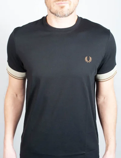 Fred Perry Contrast Cuff T-Shirt | Black