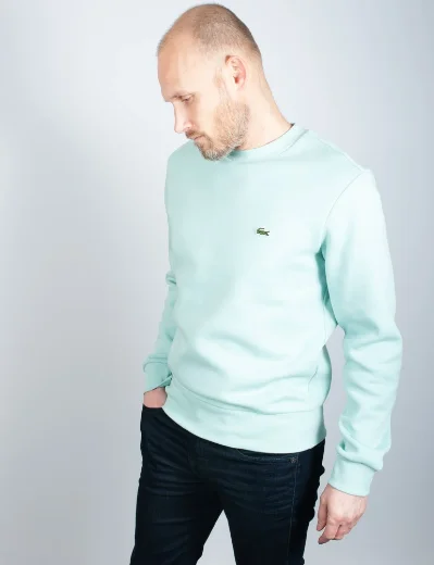 Mens Lacoste Organic Cotton Blend Fleece Sweatshirt | Light Green
