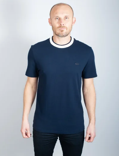 Lacoste Men's Stretch Pique Regular Fit T-Shirt | Navy