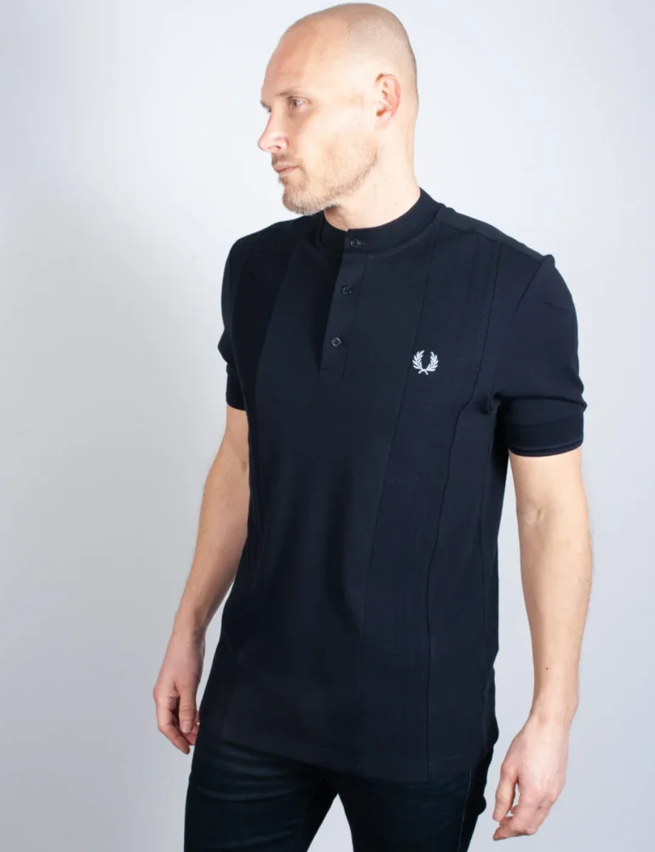 Fred Perry Contrast Trim Henley Shirt | Navy