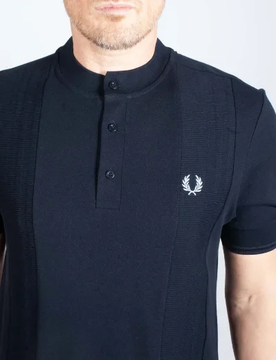 Fred Perry Contrast Trim Henley Shirt | Navy