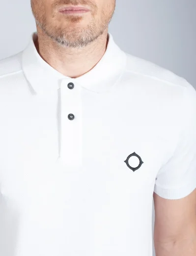 MA Strum Short Sleeve Pique Polo Shirt | White