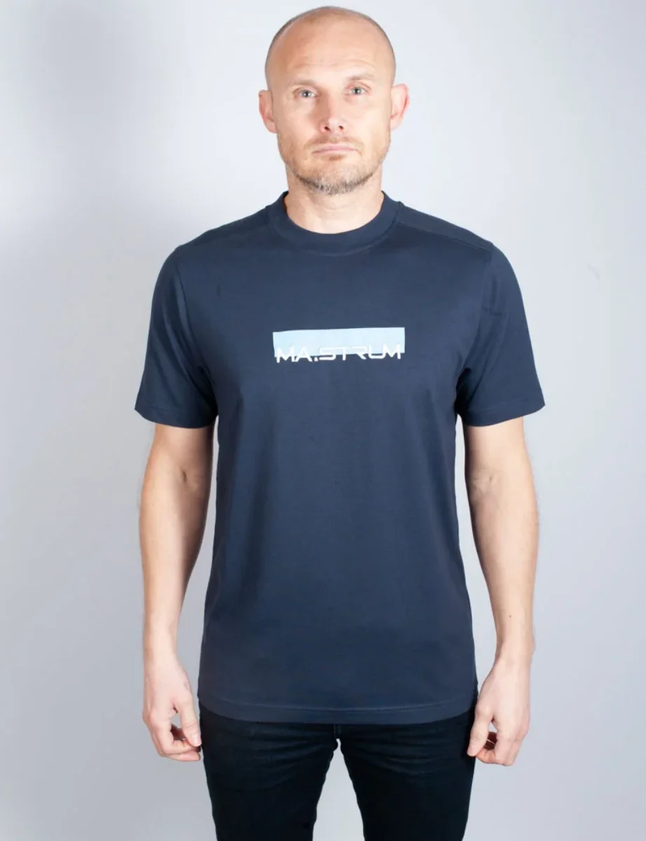 MA Strum Block Print T-Shirt | Navy/Sea Blue