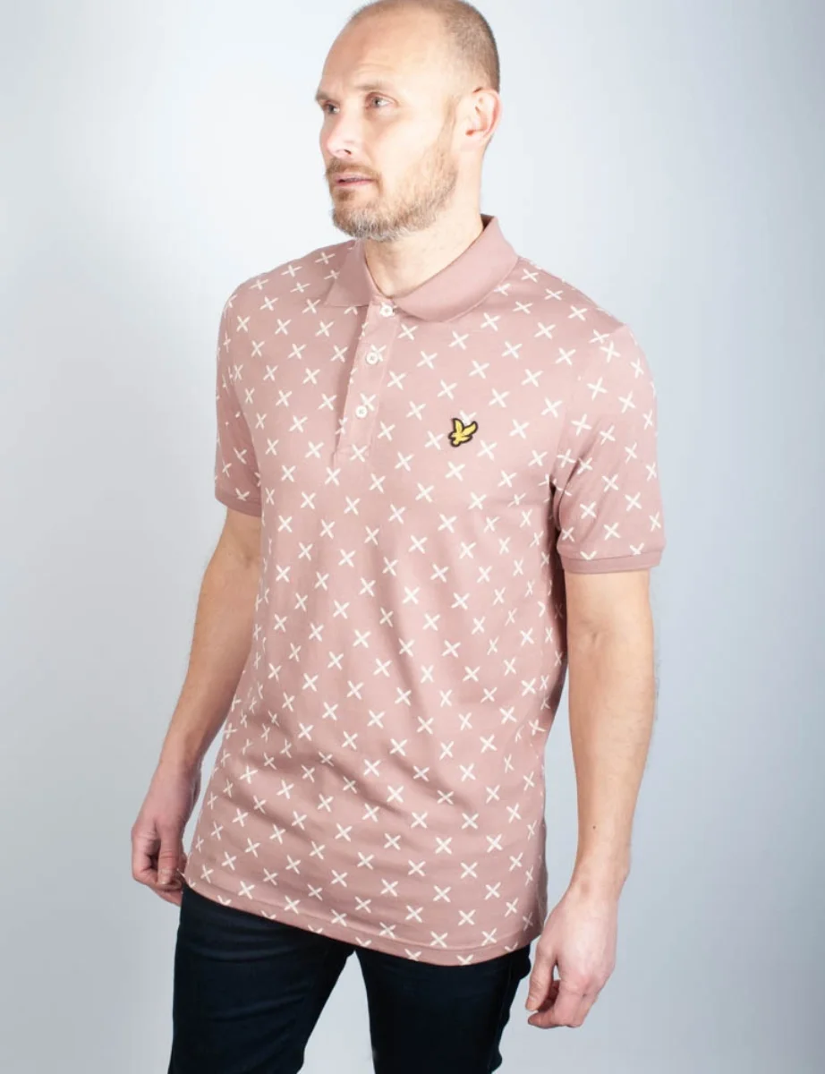 Lyle & Scott Shuttle Print Polo | Hutton Pink