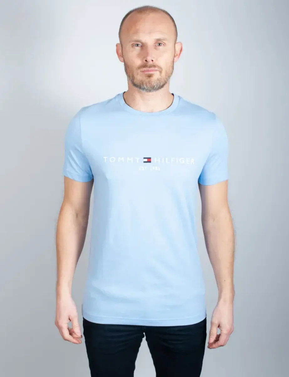 Tommy Hilfiger Logo Slim Fit T-Shirt | Vessel Blue