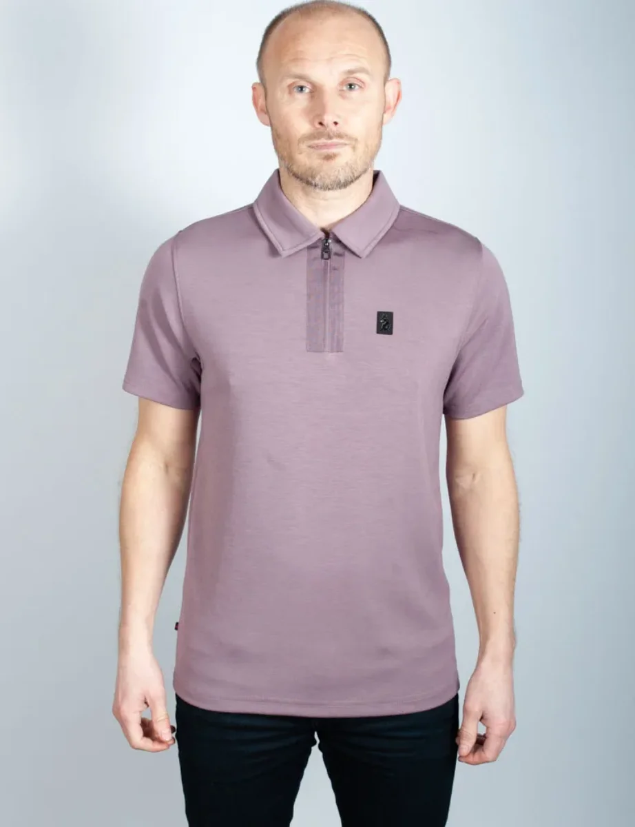 Luke Mainline Hardy Zip Polo Shirt | Dark Lilac