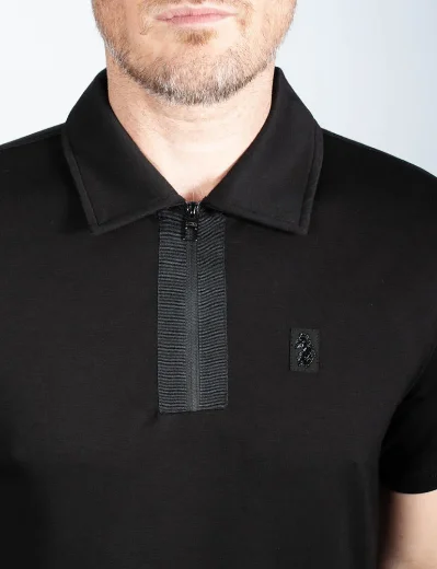 Luke Mainline Hardy Zip Polo Shirt | Black