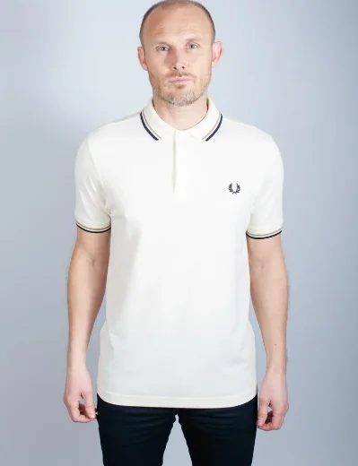 Fred Perry Twin Tipped Polo Shirt | Ecru/Warm Stone/Navy