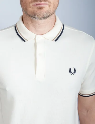 Fred Perry Twin Tipped Polo Shirt | Ecru/Warm Stone/Navy