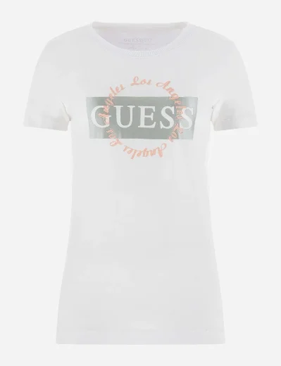 Guess Front Round Logo T-Shirt | White