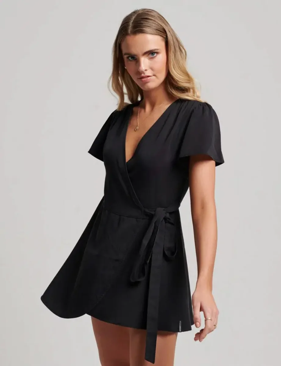 Superdry Vintage Mini Wrap Dress | Black