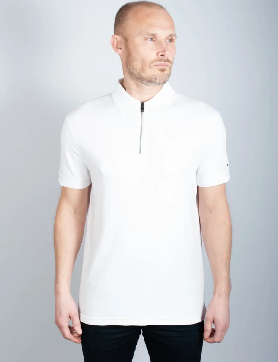 Tommy Hilfiger DC Zip Neck Slim Fit Polo | White