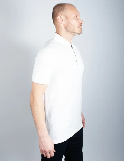 Tommy Hilfiger DC Zip Neck Slim Fit Polo | White