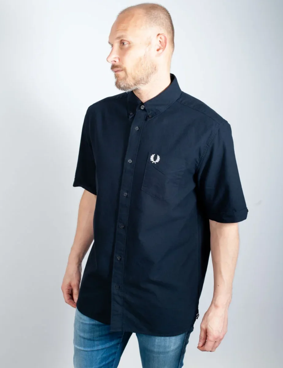Fred Perry Short Sleeve Oxford Shirt | Navy