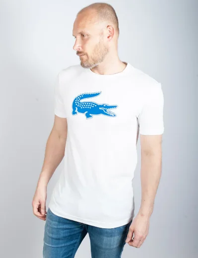 Lacoste Men's Sport 3D Print Logo T-Shirt | White/Blue