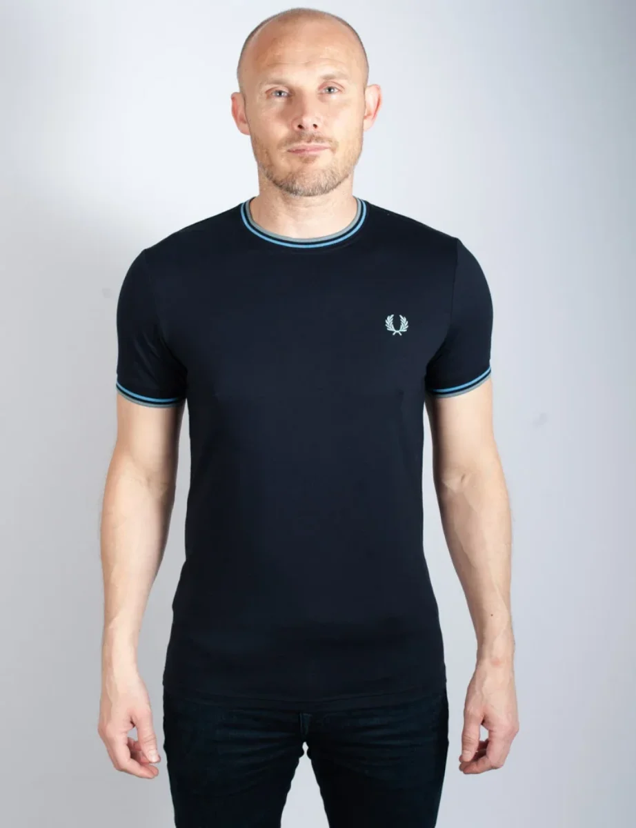 Fred Perry Twin Tipped T-Shirt | Navy/Soft Blue