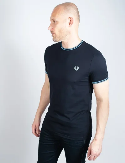 Fred Perry Twin Tipped T-Shirt | Navy/Soft Blue