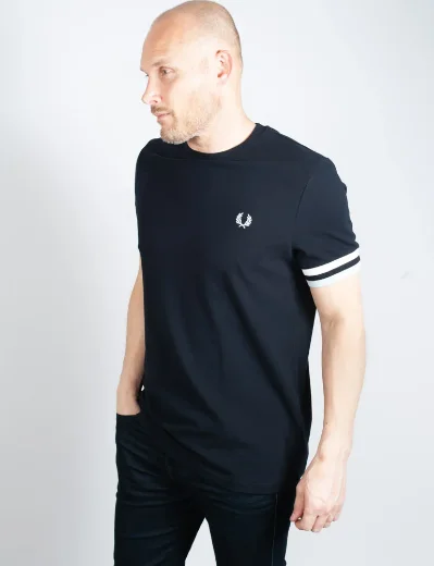 Fred Perry Bold Tipped Pique T-Shirt | Navy/Sky
