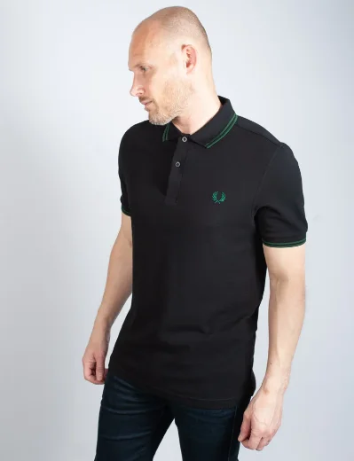 Fred Perry Twin Tipped Polo Shirt | Black/Ivy