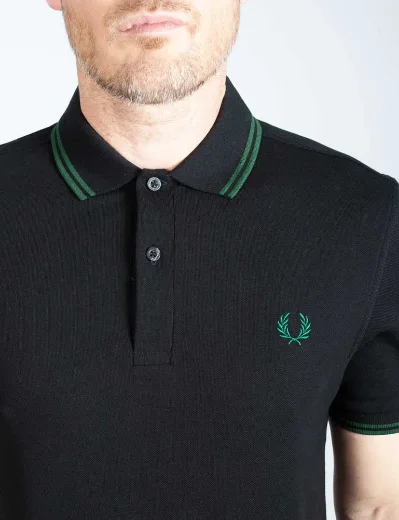 Fred Perry Twin Tipped Polo Shirt | Black/Ivy