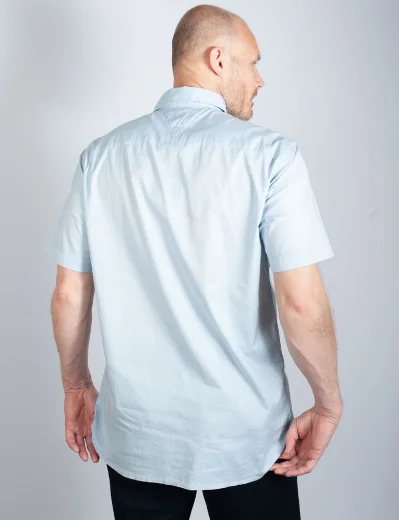 Tommy Hilfiger Flex Poplin Short Sleeve Shirt | Calm Blue