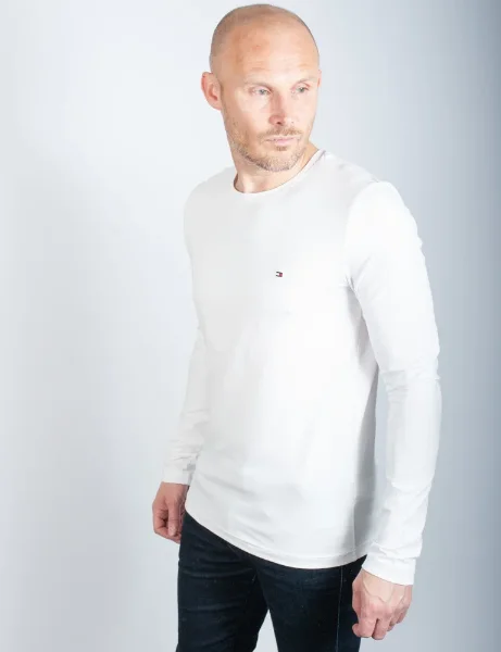 Tommy Hilfiger Stretch Slim Fit Long Sleeve T-Shirt | White Tommy Hilfiger Stretch Slim Fit Long Sleeve T-Shirt | White
